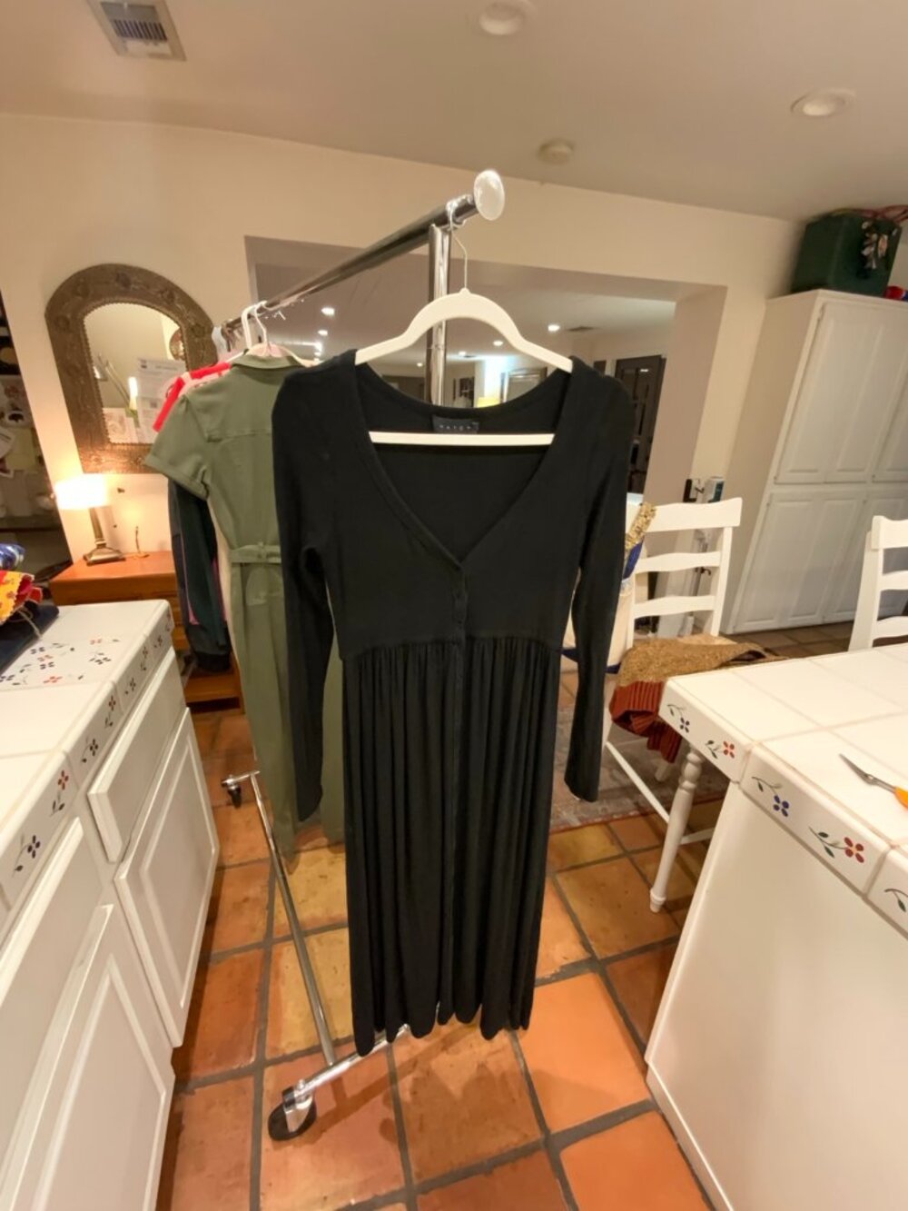 HATCH Black Long Sleeve Button Front Maxi Dress